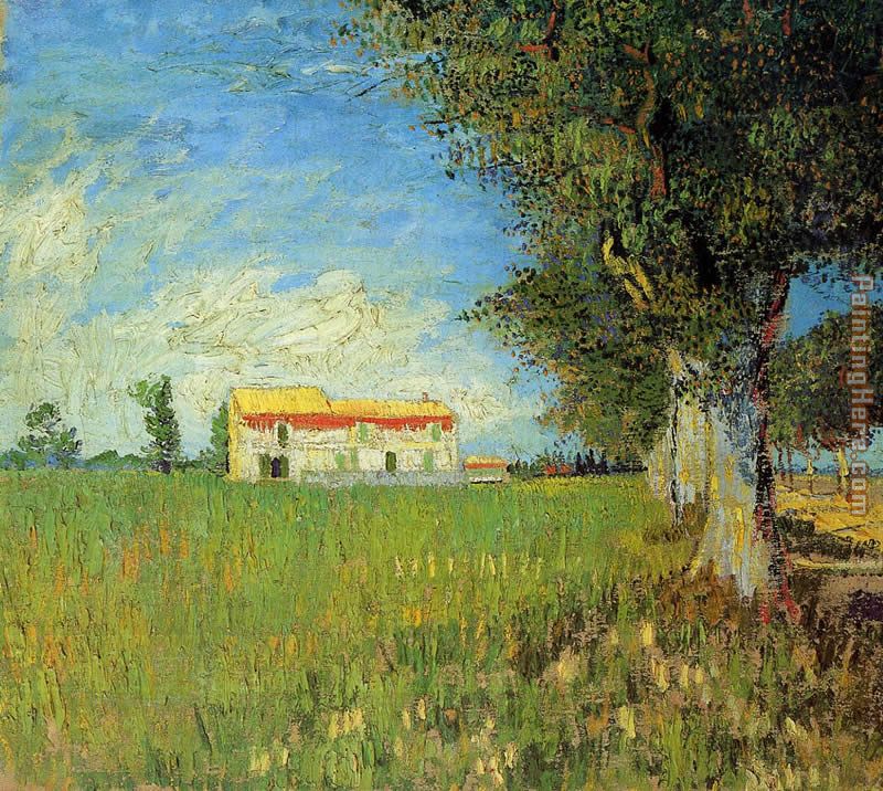 Vincent van Gogh Farmhouses in a Wheat Field